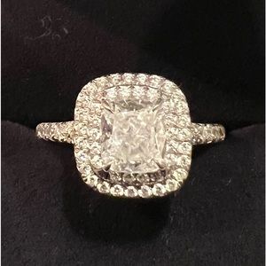 Tiffany Platinum and Diamond Soleste double row Engagement Ring 1.09 carats